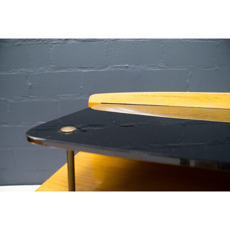 Pair of vintage dressers with black glass, 1950