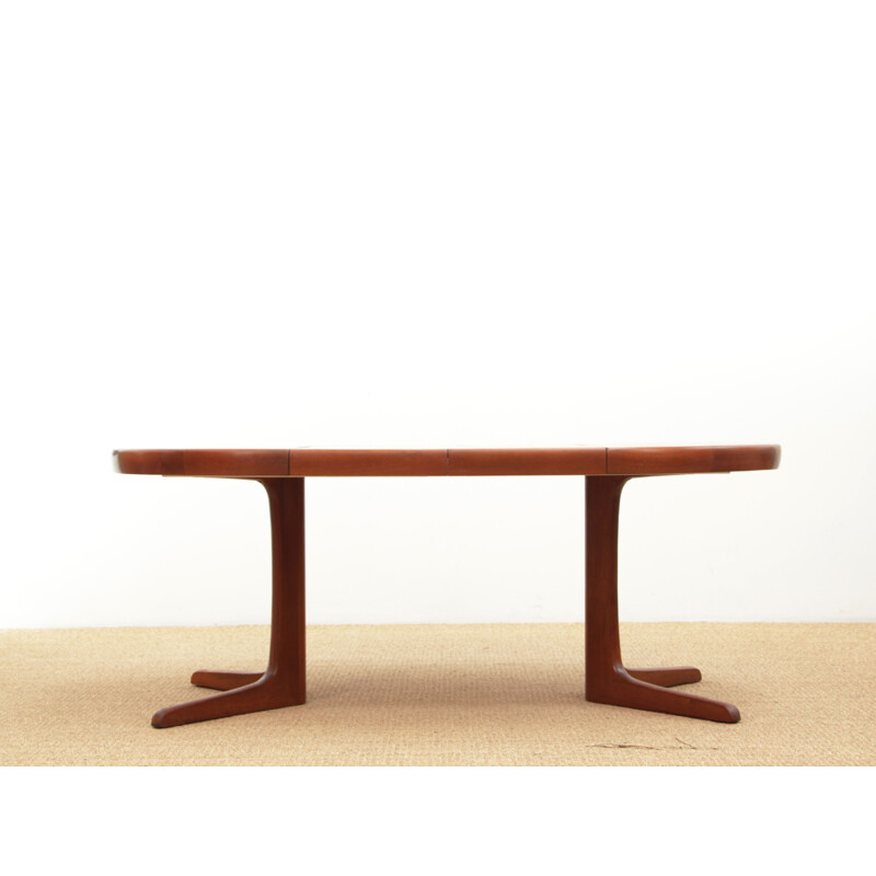 Vintage round Scandinavian teak dining table 