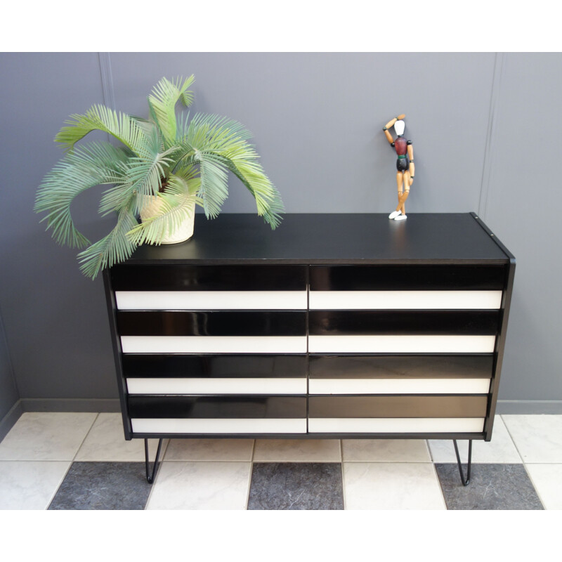 Vintage Black on Hairpin legs Jiroutek sideboard 1960s