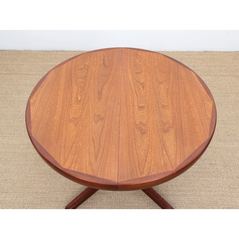 Vintage round Scandinavian teak dining table 