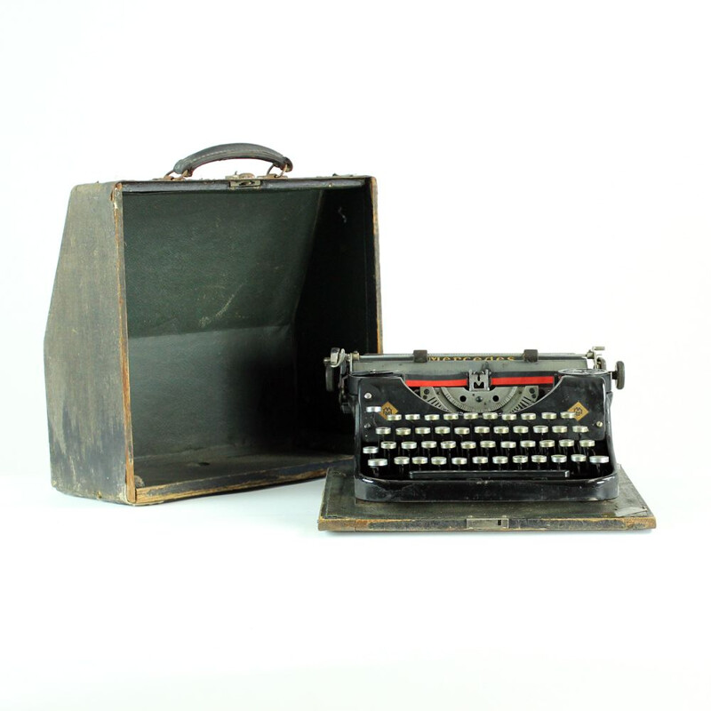 Machine à écrire vintage Mercedes Prima Case, Allemagne 1930