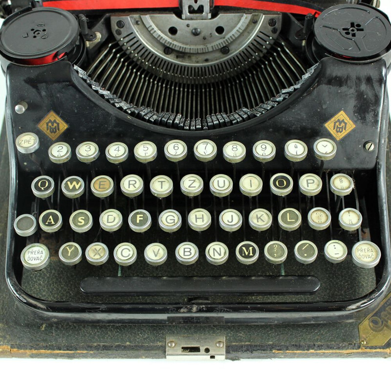 Machine à écrire vintage Mercedes Prima Case, Allemagne 1930