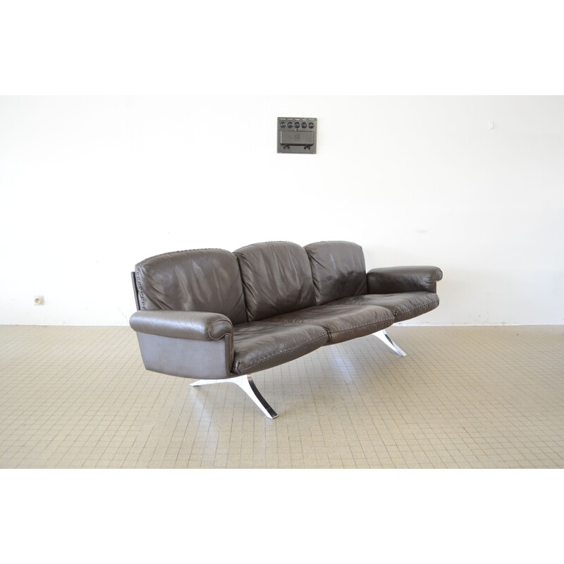 Vintage sofa De Sede ds31 brown 3 seater leather