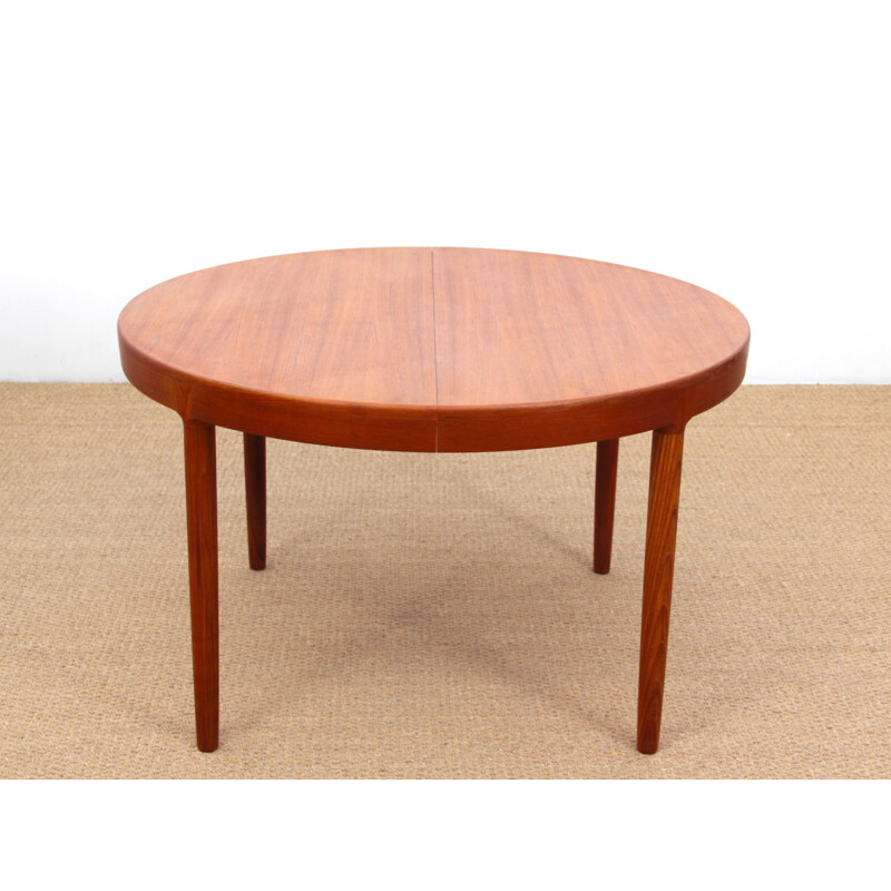 Vintage round Scandinavian teak dining table