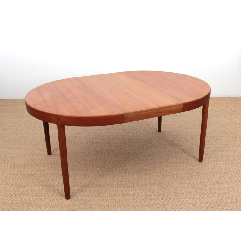 Vintage round Scandinavian teak dining table