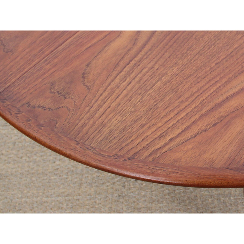 Vintage round Scandinavian teak dining table