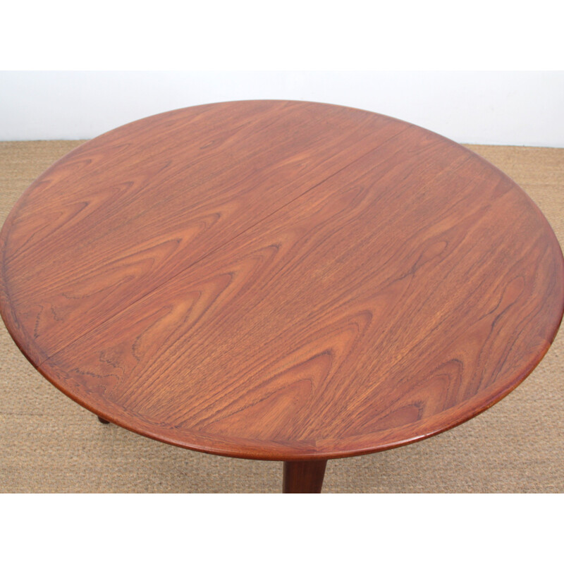 Vintage round Scandinavian teak dining table