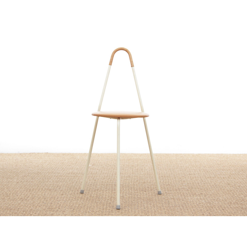 Vintage tripod stool with Scandinavian handle