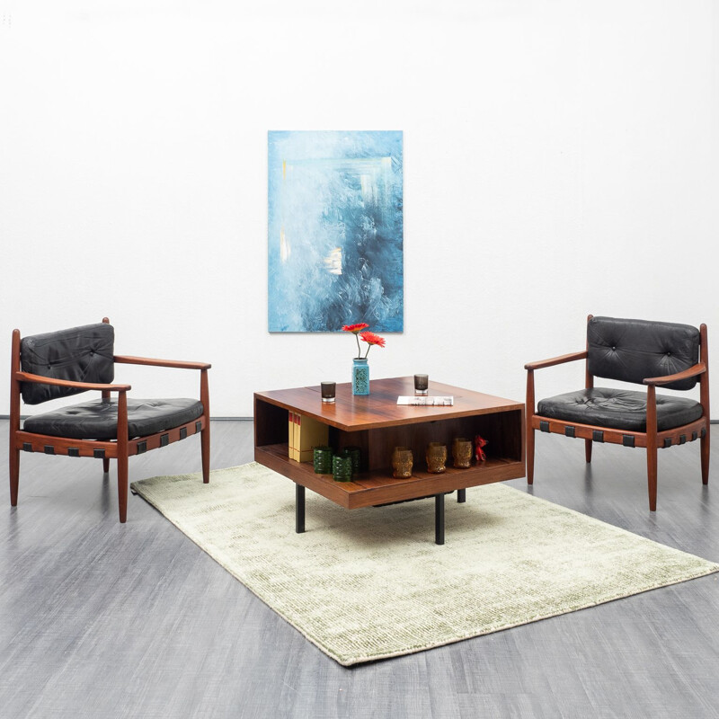 Vintage coffee table with integrated bar, rosewood 1960s