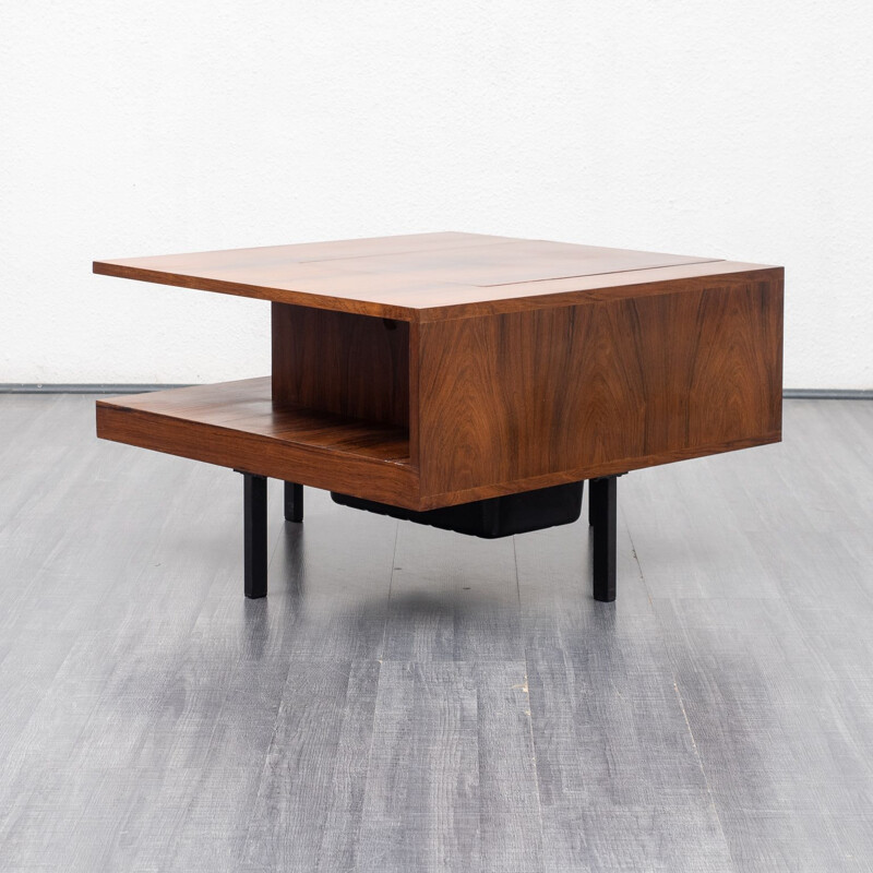 Vintage coffee table with integrated bar, rosewood 1960s