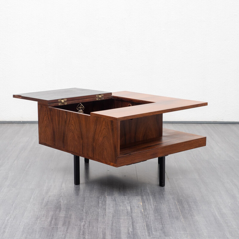 Vintage coffee table with integrated bar, rosewood 1960s