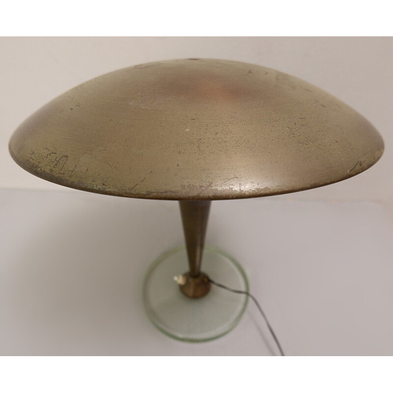 Vintage messing en glazen bureaulamp van Stilnovo, 1950