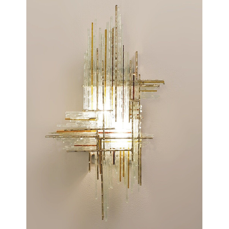Vintage Brutalist wall lamp by Albano Poli for Poliarte, 1970