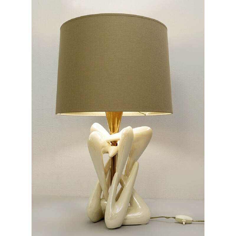 Vintage sculpture lamp in iridescent ceramic