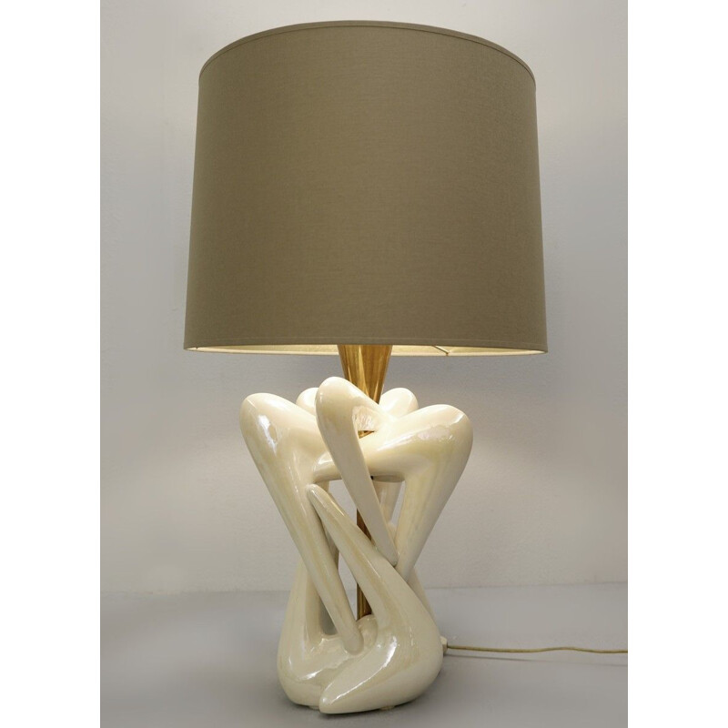 Lampe de sculpture vintage en céramique irisée