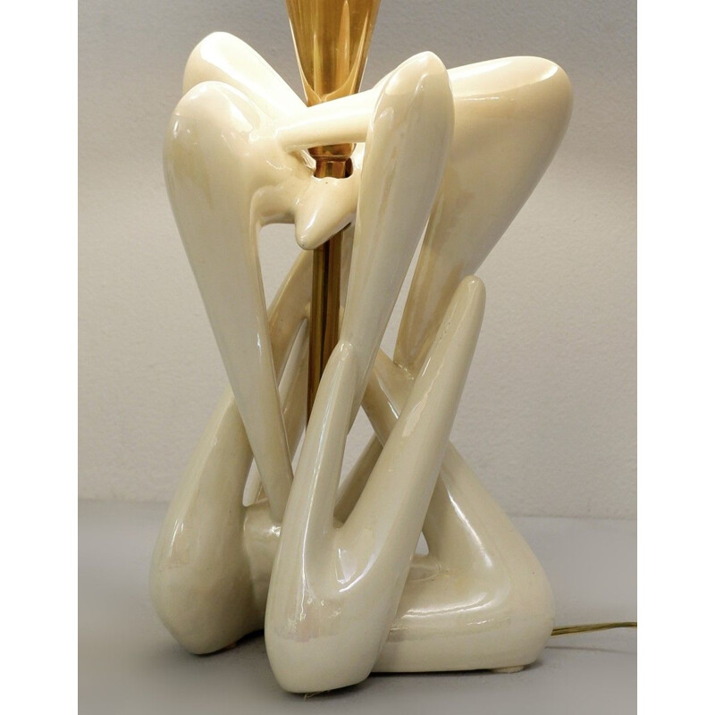 Lampe de sculpture vintage en céramique irisée