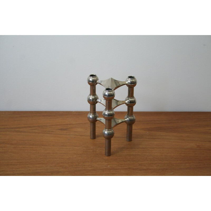 Series of 3 adjustable vintage Nagel 1970 candlesticks