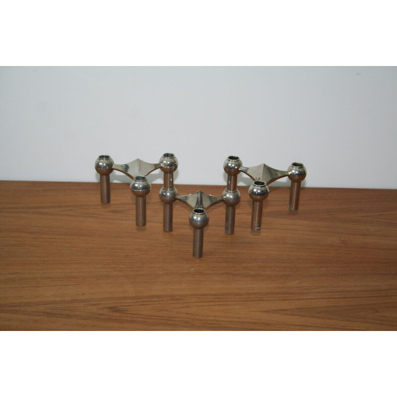 Series of 3 adjustable vintage Nagel 1970 candlesticks