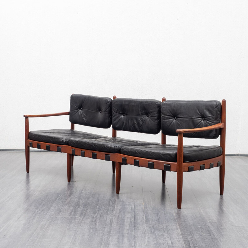 Vintage sofa in teak and leather, Sven Ellekaer, Coja, model 925 1960s
