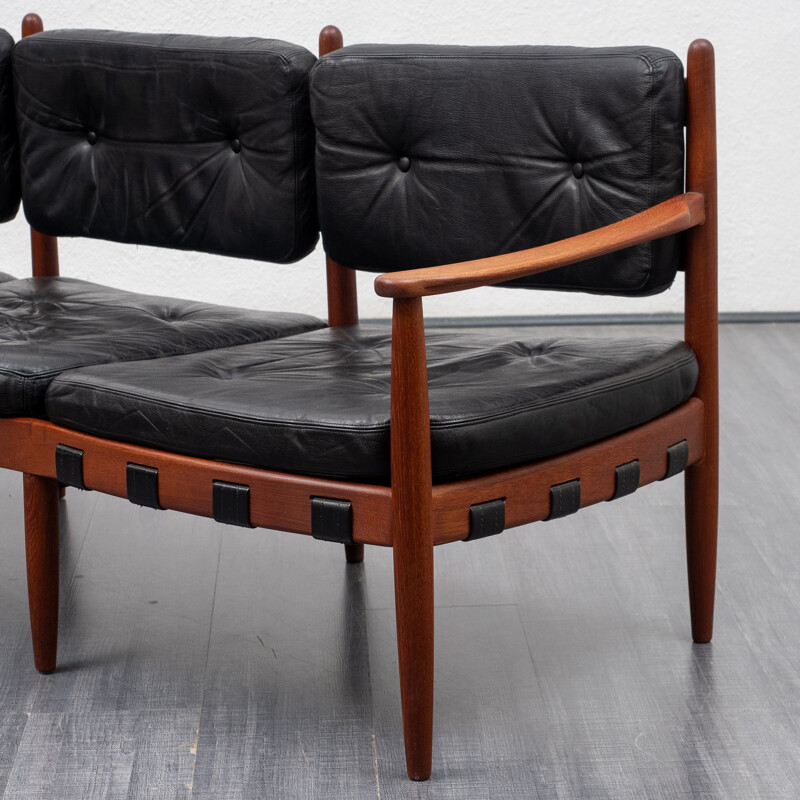 Vintage sofa in teak and leather, Sven Ellekaer, Coja, model 925 1960s