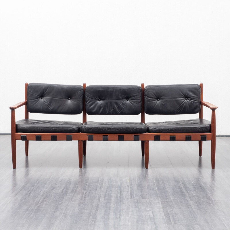 Vintage sofa in teak and leather, Sven Ellekaer, Coja, model 925 1960s