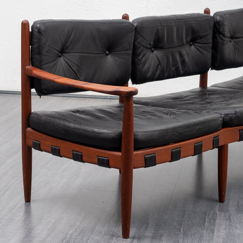 Vintage sofa in teak and leather, Sven Ellekaer, Coja, model 925 1960s