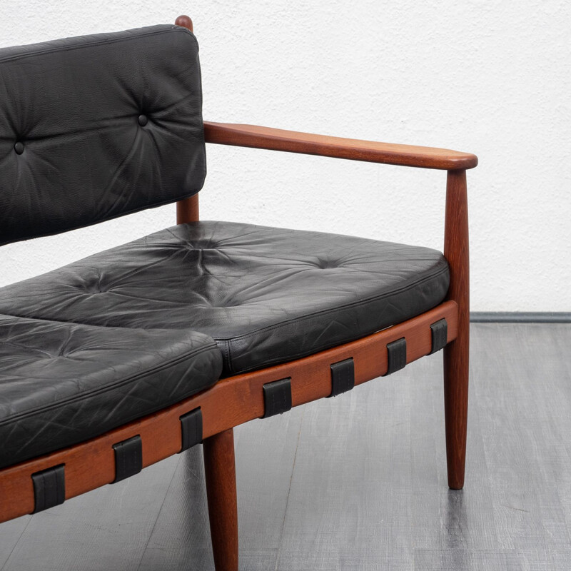 Vintage sofa in teak and leather, Sven Ellekaer, Coja, model 925 1960s