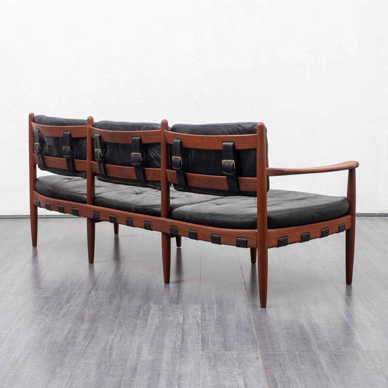 Vintage sofa in teak and leather, Sven Ellekaer, Coja, model 925 1960s