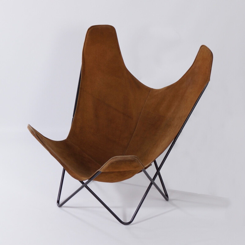 Vintage BKF Butterfly Chair by Jorge Ferrari-Hardoy, Juan Kurchan and Antonio Bonet, Brown Suede 1970s