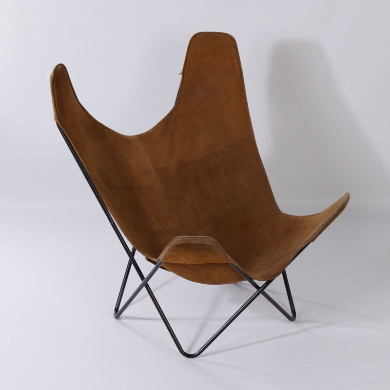 Vintage BKF Butterfly Chair by Jorge Ferrari-Hardoy, Juan Kurchan and Antonio Bonet, Brown Suede 1970s