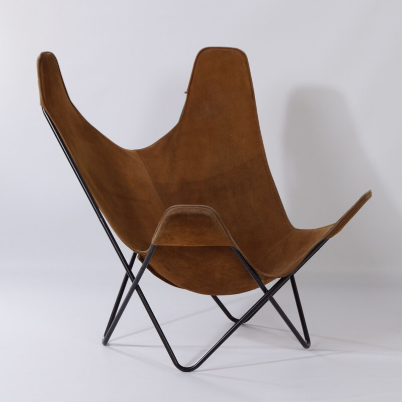 Vintage BKF Butterfly Chair by Jorge Ferrari-Hardoy, Juan Kurchan and Antonio Bonet, Brown Suede 1970s