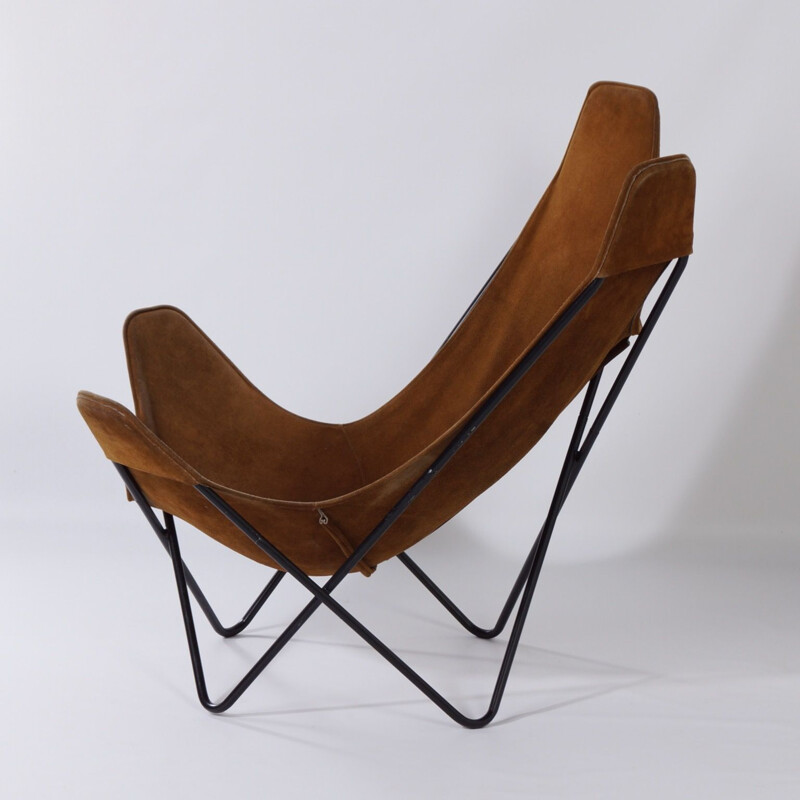 Vintage BKF Butterfly Chair by Jorge Ferrari-Hardoy, Juan Kurchan and Antonio Bonet, Brown Suede 1970s