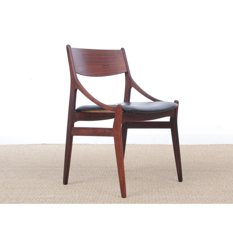 Suite of 4 vintage chairs in Scandinavian Rio rosewood 1960