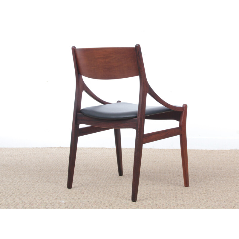 Suite of 4 vintage chairs in Scandinavian Rio rosewood 1960