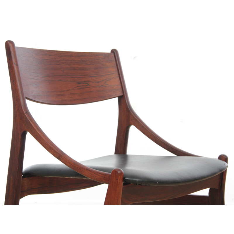 Suite of 4 vintage chairs in Scandinavian Rio rosewood 1960