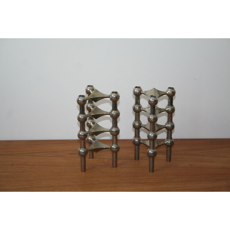 Series of 8 adjustable vintage Nagel candlesticks 1970