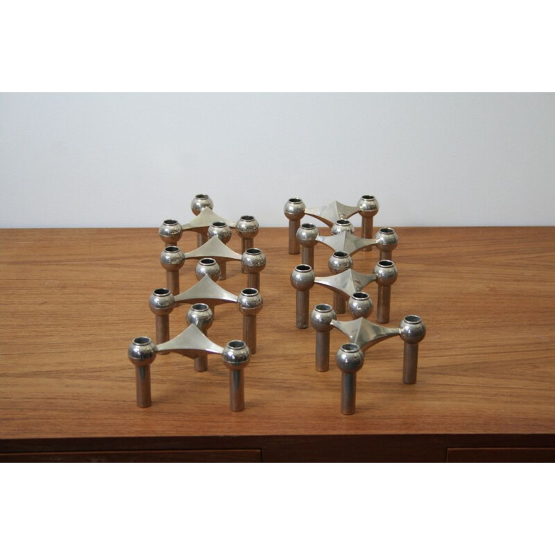 Series of 8 adjustable vintage Nagel candlesticks 1970