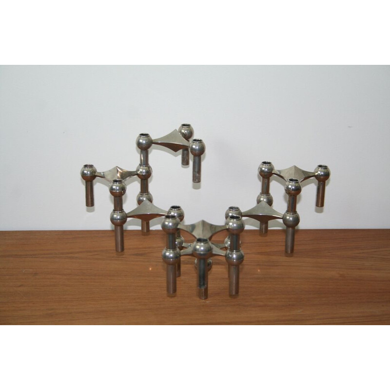 Series of 8 adjustable vintage Nagel candlesticks 1970