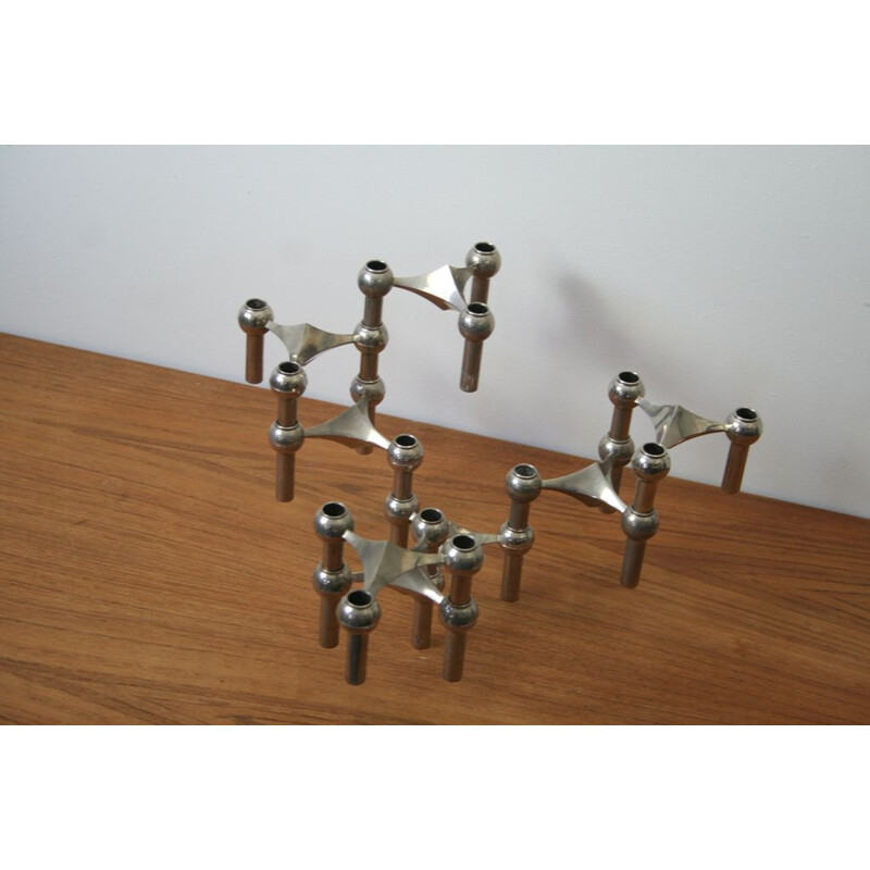 Series of 8 adjustable vintage Nagel candlesticks 1970