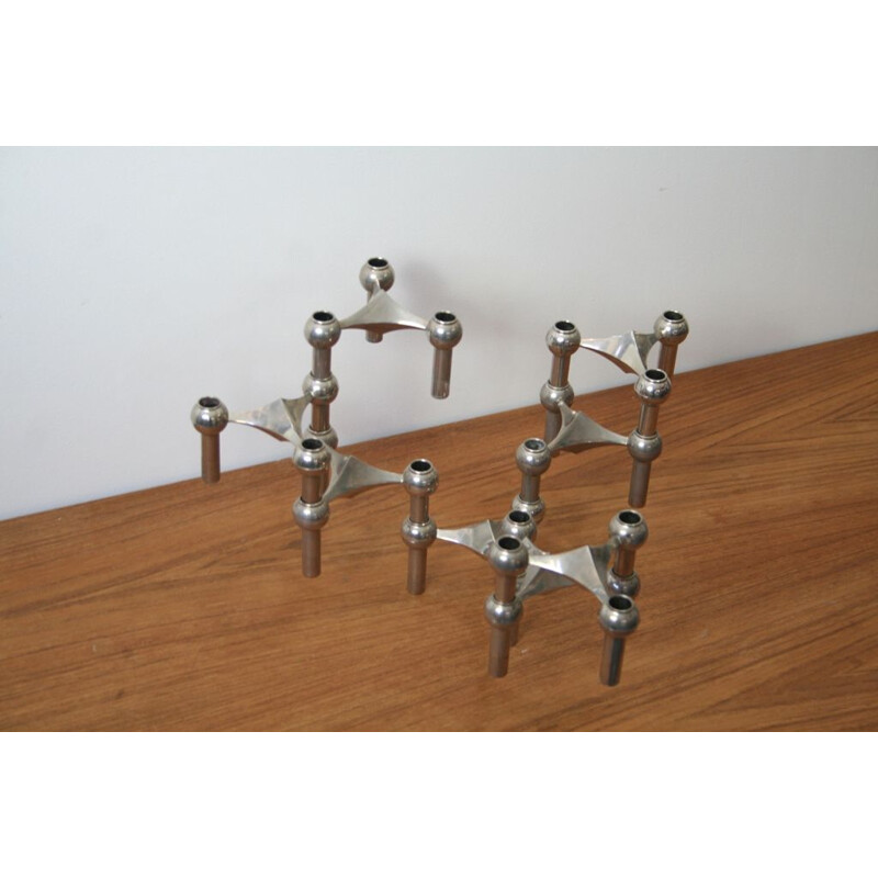 Series of 8 adjustable vintage Nagel candlesticks 1970