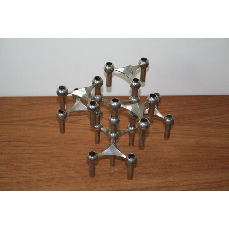 Series of 8 adjustable vintage Nagel candlesticks 1970