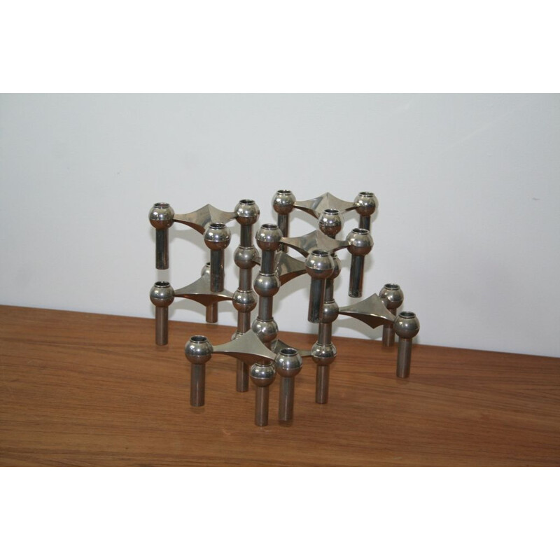 Series of 8 adjustable vintage Nagel candlesticks 1970