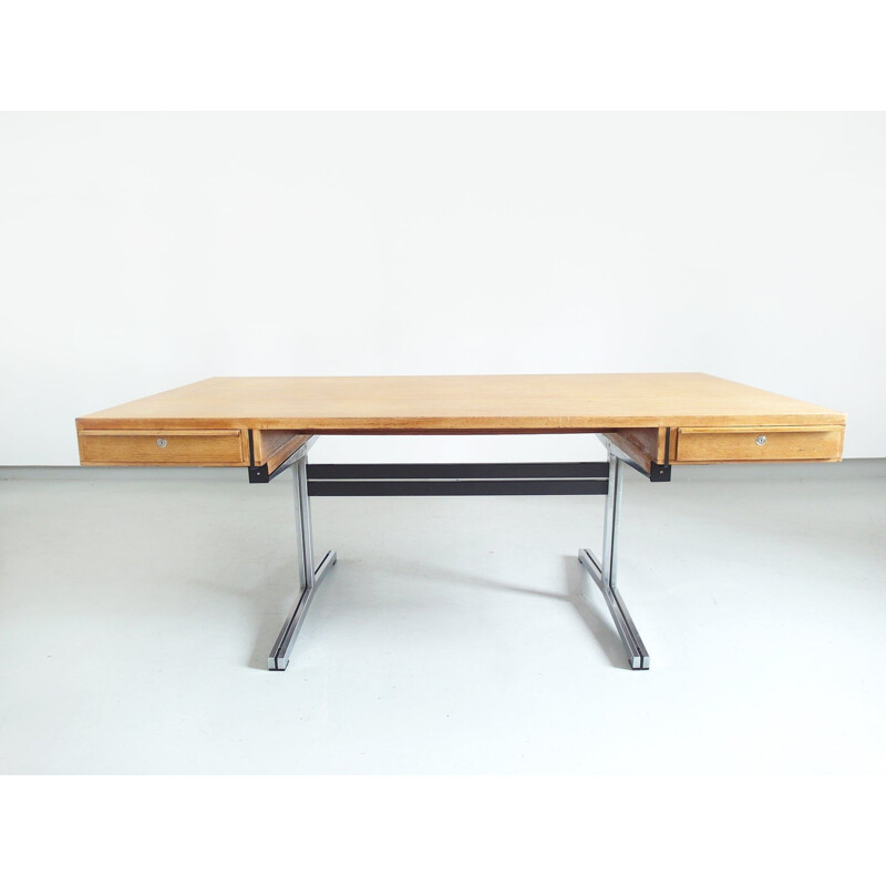 Vintage Executive Desk in oak by Theo Tempelman for AP Originals Netherlands 1960s