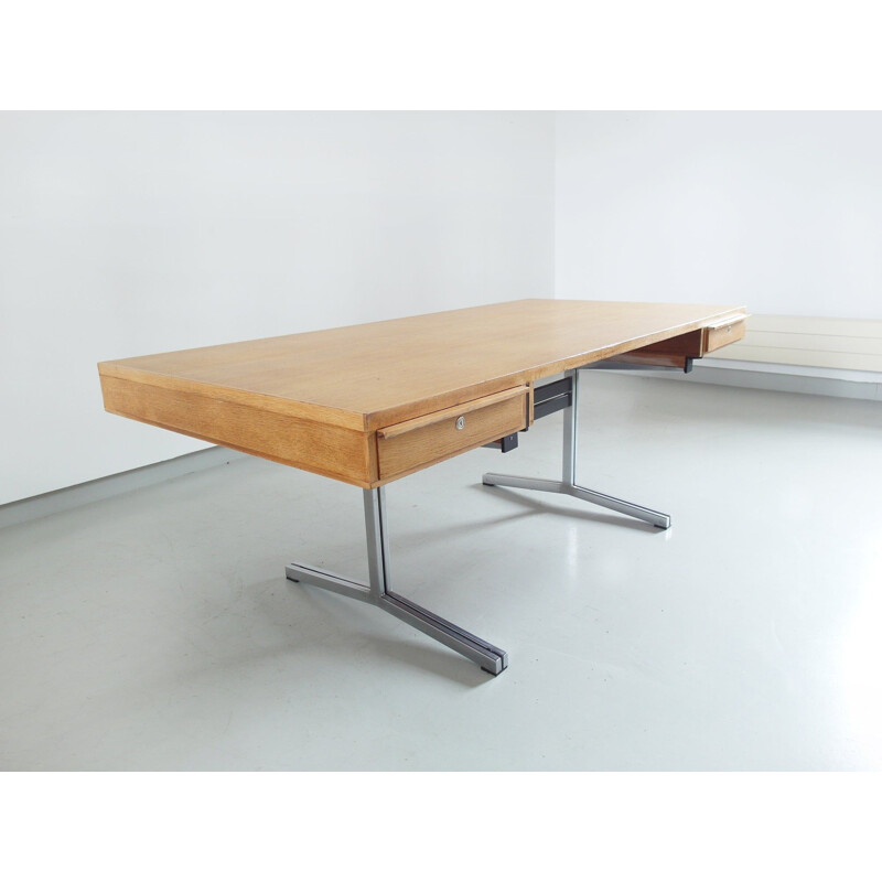 Vintage Executive Desk in oak by Theo Tempelman for AP Originals Netherlands 1960s