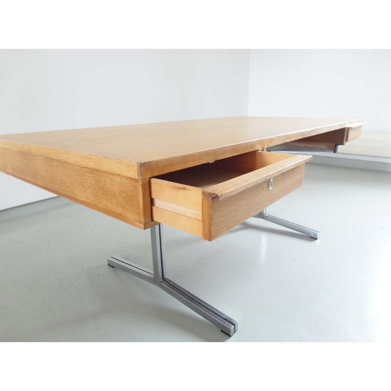 Vintage Executive Desk in oak by Theo Tempelman for AP Originals Netherlands 1960s