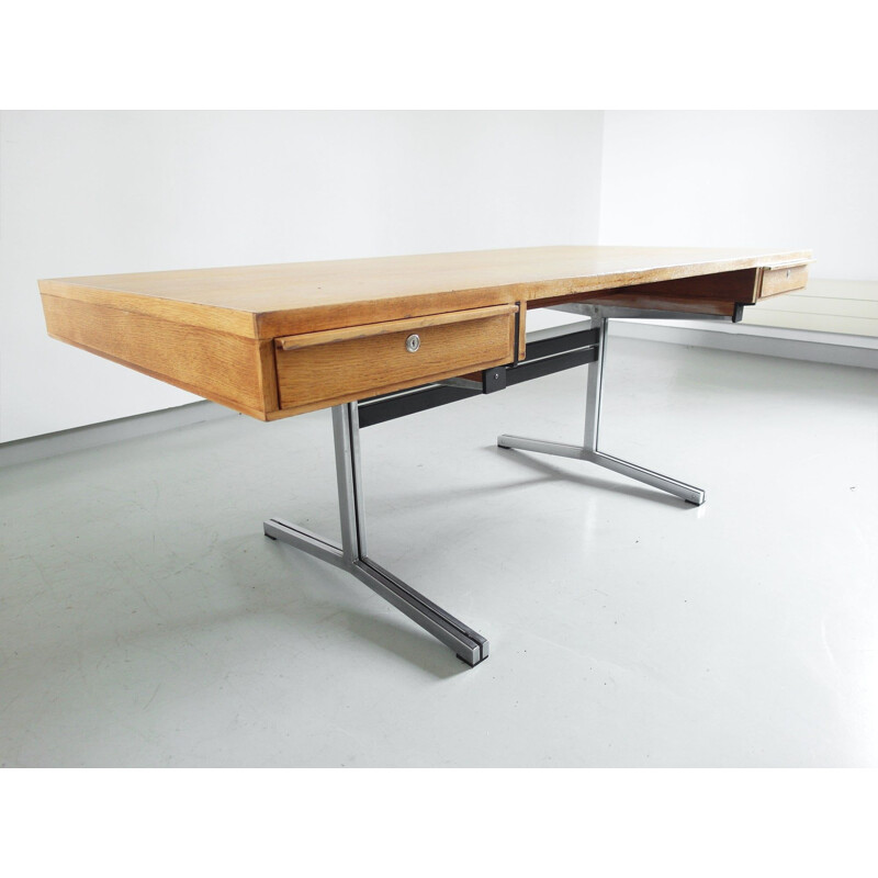 Vintage Executive Desk in oak by Theo Tempelman for AP Originals Netherlands 1960s