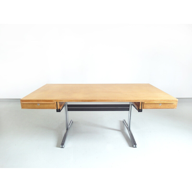 Vintage Executive Desk in oak by Theo Tempelman for AP Originals Netherlands 1960s