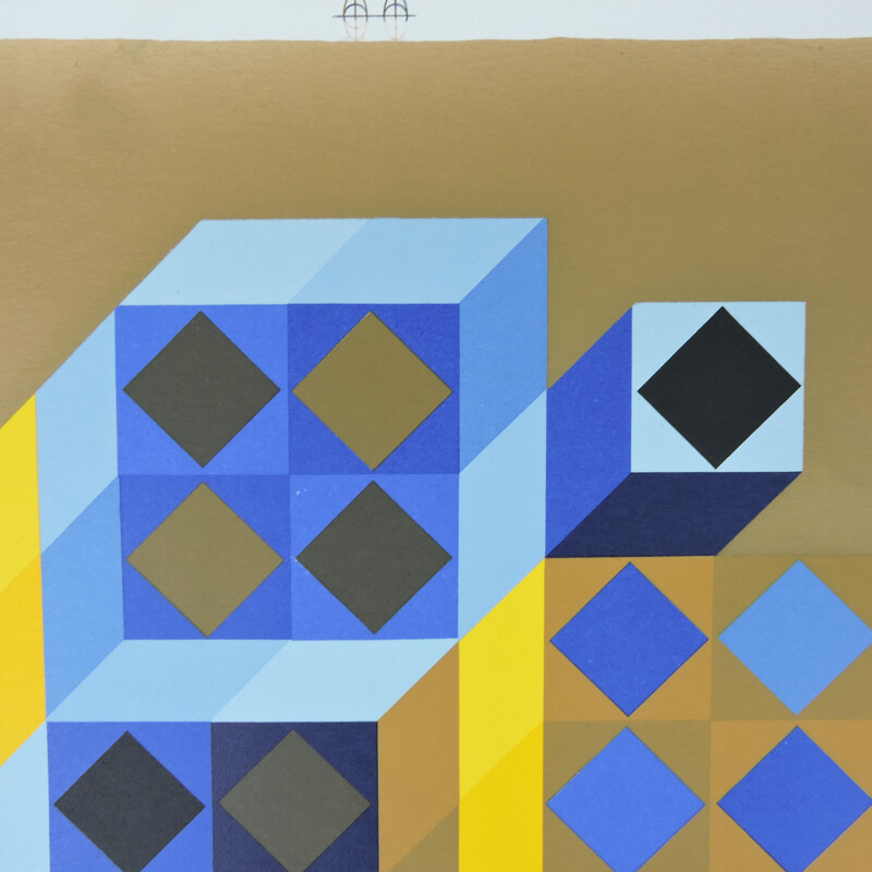 Serigrafía vintage de Victor Vasarely, 1972