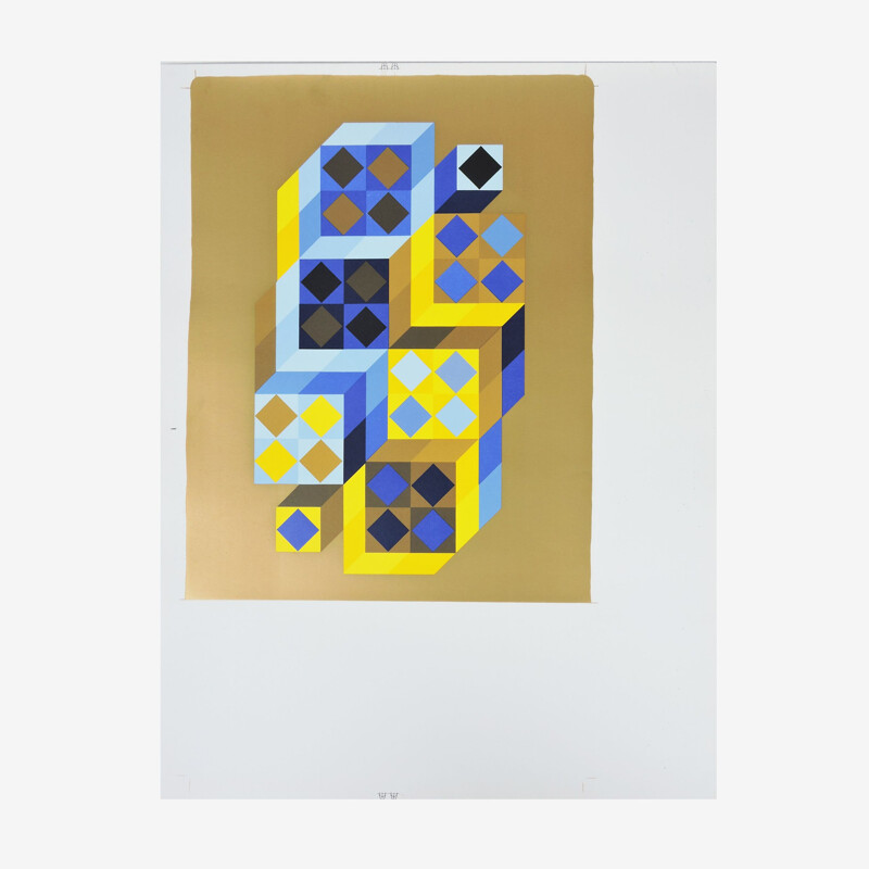 Vintage silkscreen by Victor Vasarely, 1972