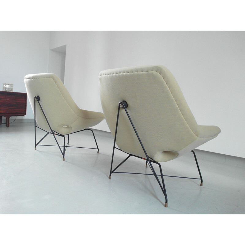 Pair of Vintage Sculptural Pair of Lounge Chairs by Augusto Bozzi for Saporiti, Italy, 1954